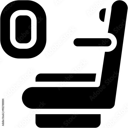 Vector Icon Seat, Chair, Aviation, Flight, Airplane, Transportation