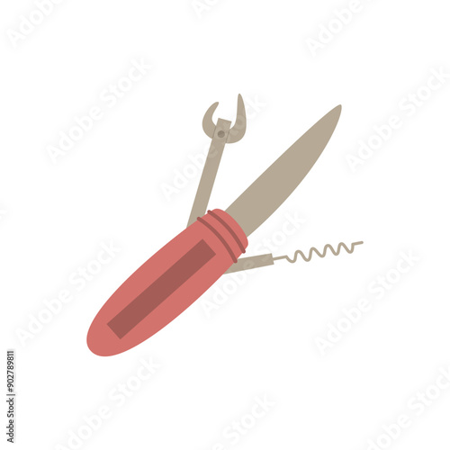 Cartoon knife. camping thematic element. Colorful vector illustration, flat style. design for cards, print, poster, cover
