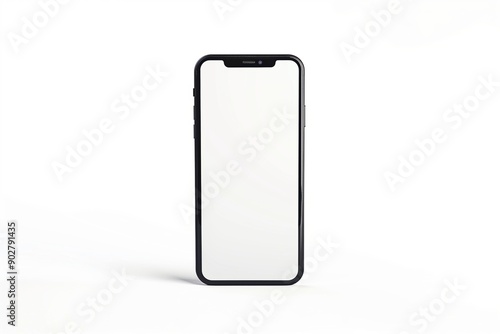 Mobile phone standing in the air with an angle, smartphone mockup template with blank touch screen