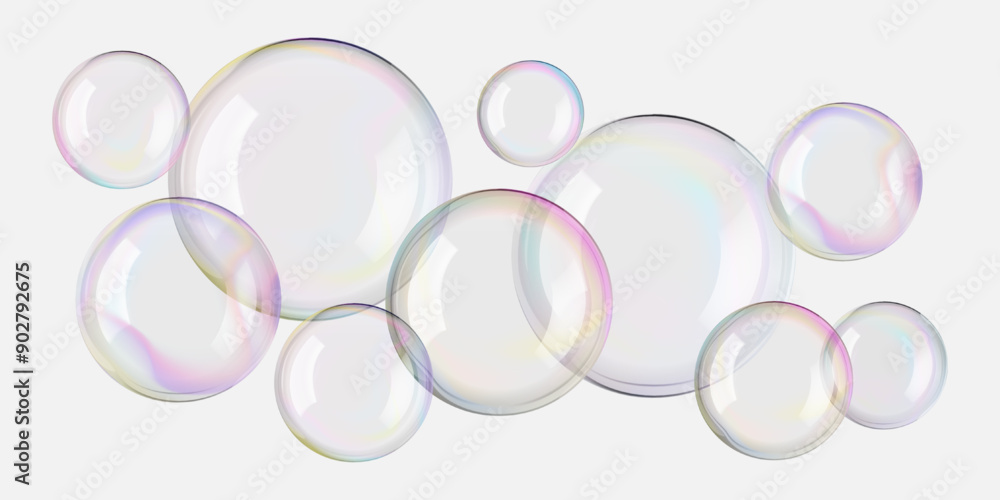 Soap 3d bubble vector set of sphere and circle. Glass foam float on black. Rainbow gradient ball flare, liquid drop air blown. Reflect white lights. Realistic shampoo, purified clean and clear water Soap 3d bubble vector set of sphere and circle. Glass foam float on black. Rainbow gradient ball flare, liquid drop air blown. Reflect white lights. Realistic shampoo, purified clean and clear water