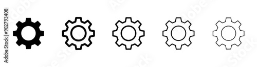 Set gear icon. Black settings icon. Set of vector gear icons of different settings. Vector illustration