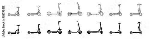 Electric Scooter Icons. Electric Scooter. Scooter Icons Vector Set. EPS 10