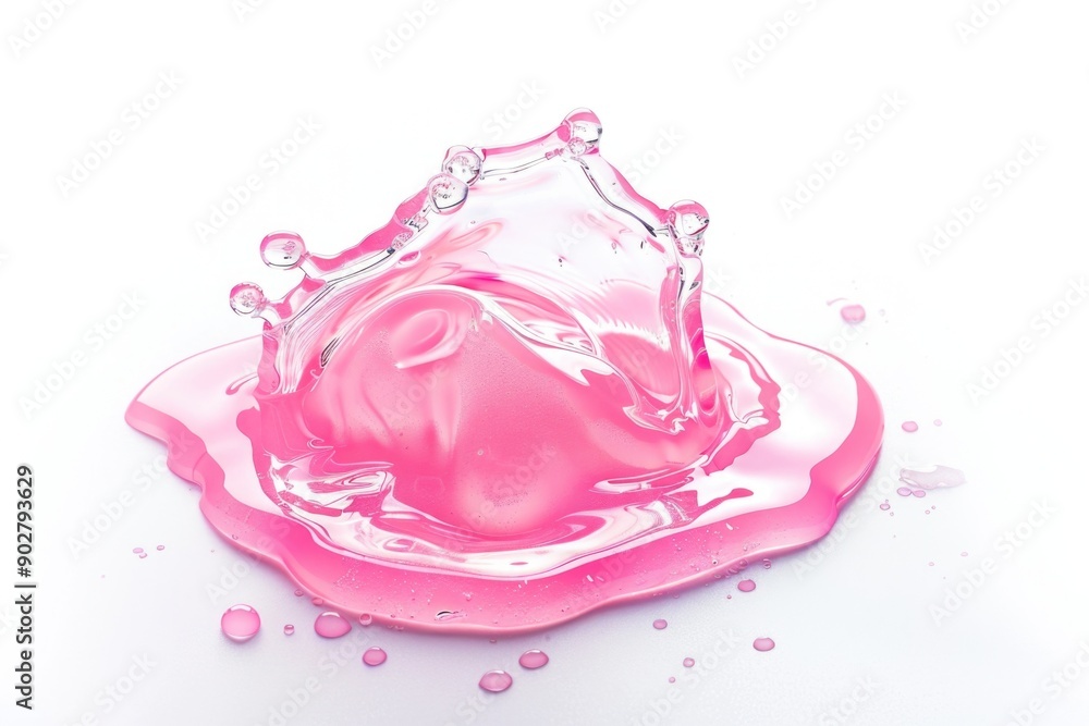 A container filled with pink liquid featuring a crown on top A container filled with pink liquid featuring a crown on top