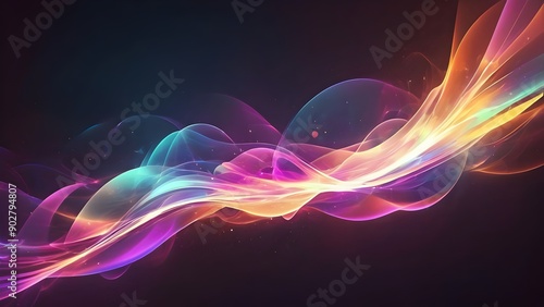 glowing effects light flares and subtle animations highlight the radiant colors and abstract shape.