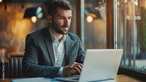 businessman working on his laptop at the office