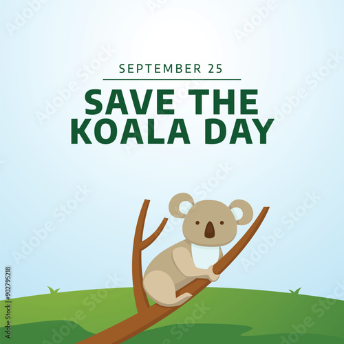 Save The Koala Day vector design template good for celebration usage. Save The Koala Day design. flat design. eps 10. photo