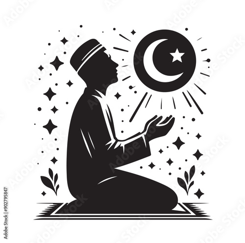 Muslim Praying illustration silhouette praying symbol
