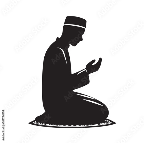 Muslim Praying illustration silhouette praying symbol