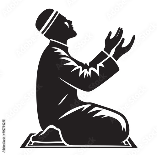 Muslim Praying illustration silhouette praying symbol