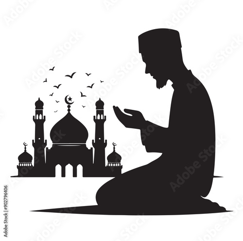 Muslim Praying illustration silhouette praying symbol