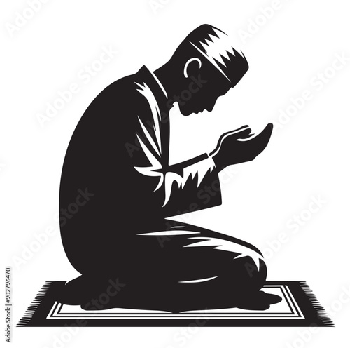 Muslim Praying illustration silhouette praying symbol
