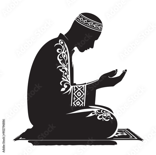 Muslim Praying illustration silhouette praying symbol