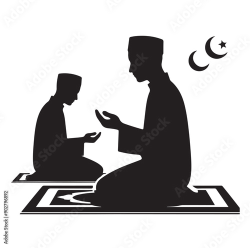 Muslim Praying illustration silhouette praying symbol