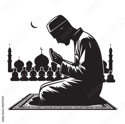 Muslim Praying illustration silhouette praying symbol