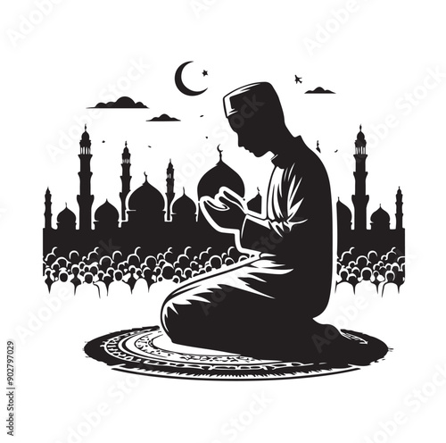 Muslim Praying illustration silhouette praying symbol