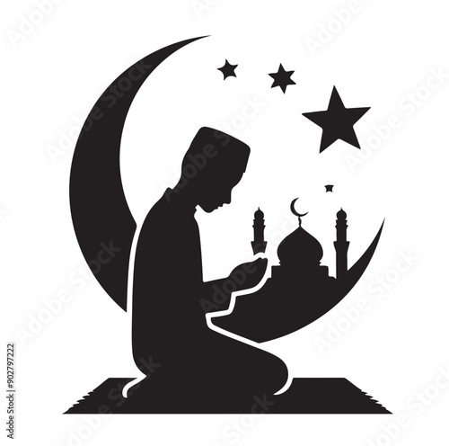 Muslim Praying illustration silhouette praying symbol