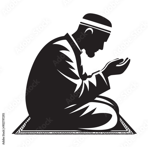 Muslim Praying illustration silhouette praying symbol