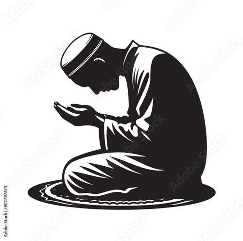 Muslim Praying illustration silhouette praying symbol