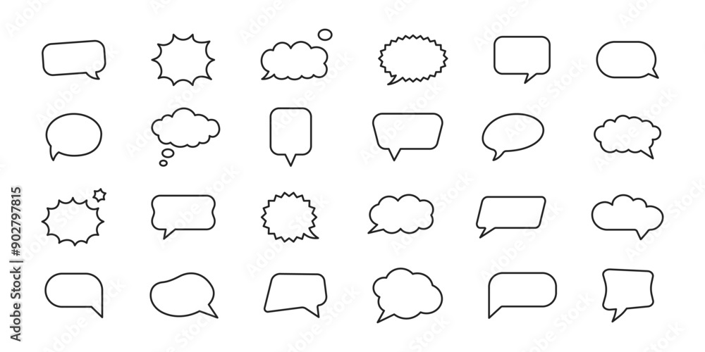 Fototapeta premium Speech bubble line icon set. Cloud speech collection. Vector