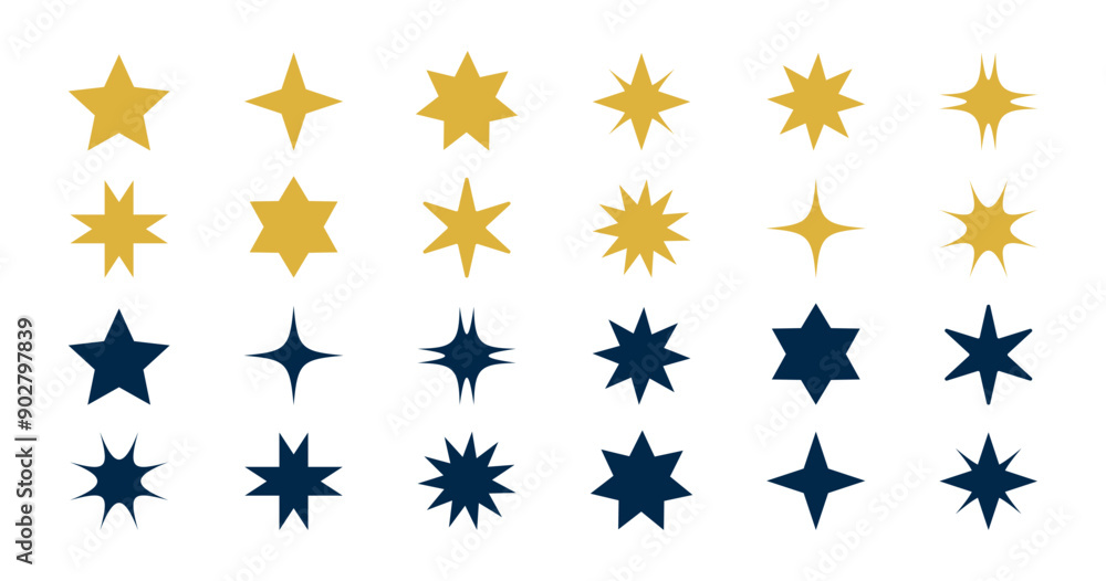 Star collection. Gold star in flat style. Vector Star collection. Gold star in flat style. Vector