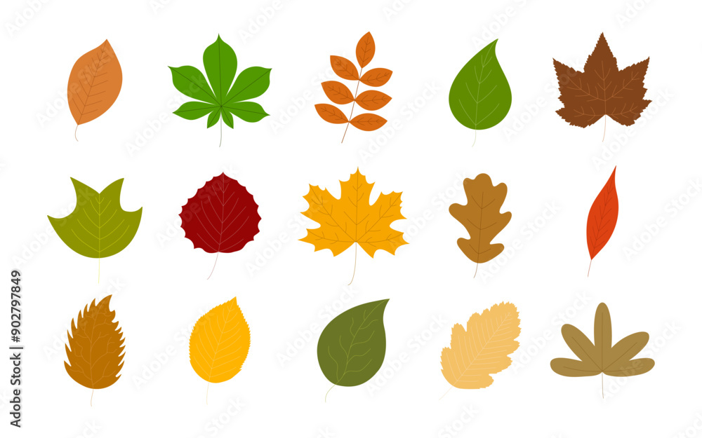 Leaves icon in flat style. Set of leaf elements. Vector illustration Leaves icon in flat style. Set of leaf elements. Vector illustration