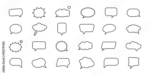 Speech bubble line icon set. Cloud speech collection. Vector