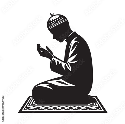 Muslim Praying illustration silhouette praying symbol