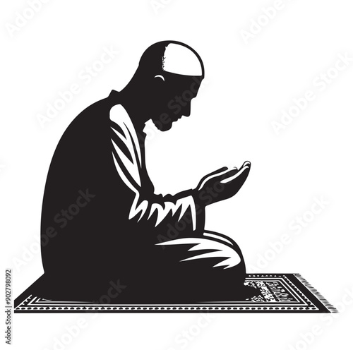 Muslim Praying illustration silhouette praying symbol