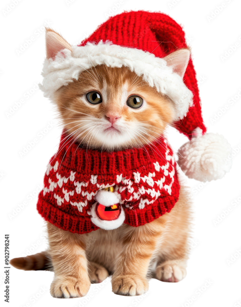 PNG Adorable kitten in Christmas attire PNG Adorable kitten in Christmas attire