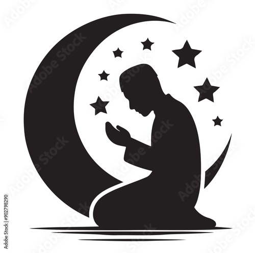 Muslim Praying illustration silhouette praying symbol