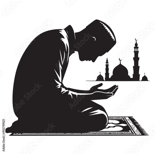 Muslim Praying illustration silhouette praying symbol