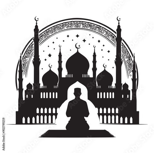 Muslim Praying illustration silhouette praying symbol