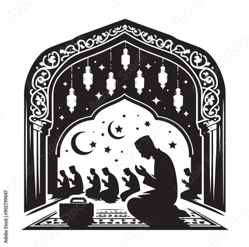 Muslim Praying illustration silhouette praying symbol