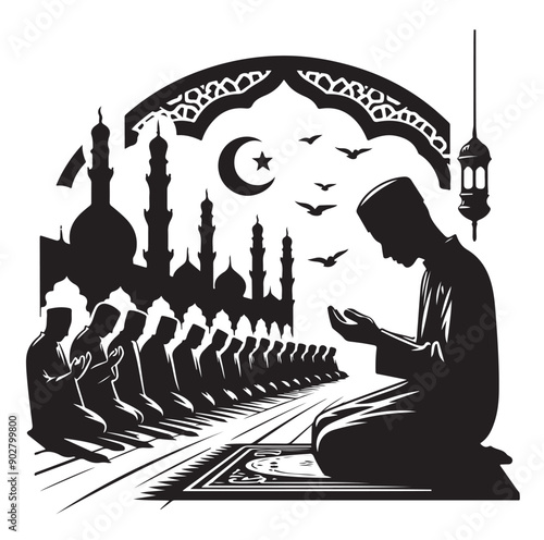 Muslim Praying illustration silhouette praying symbol