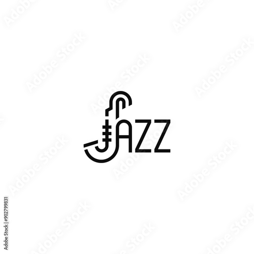 Jazz musical instrument logo typography design.