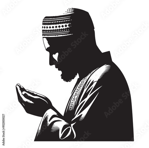 Muslim Praying illustration silhouette praying symbol
