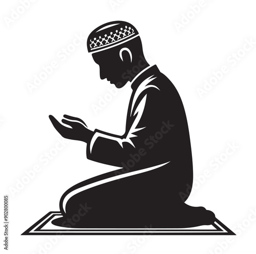 Muslim Praying illustration silhouette praying symbol