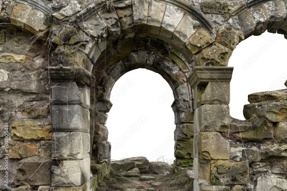 A sheep is standing in an old stone building A sheep is standing in an old stone building