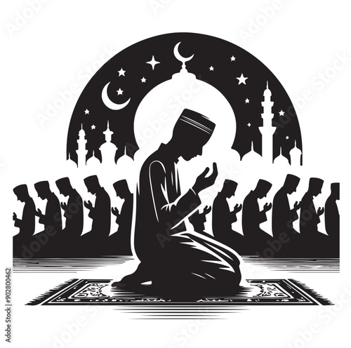 Muslim Praying illustration silhouette praying symbol