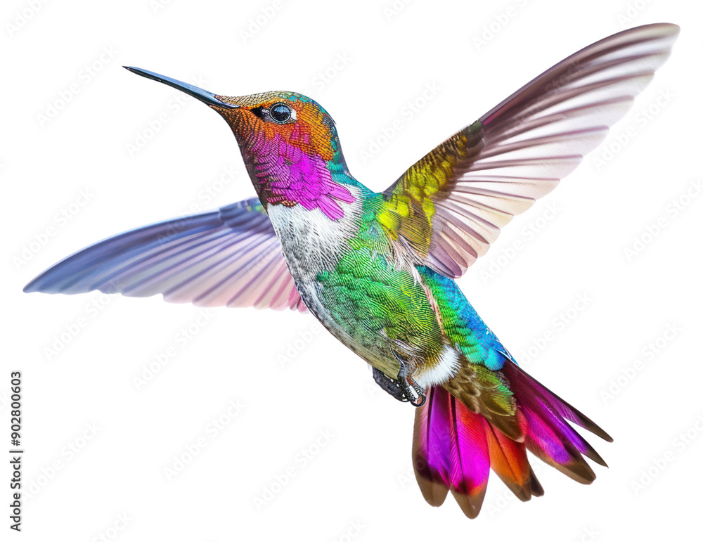 Obraz premium PNG Colorful hummingbird in flight