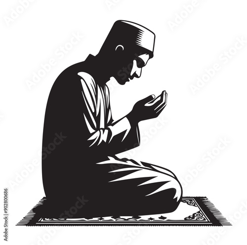 Muslim Praying illustration silhouette praying symbol
