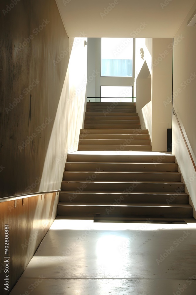 Obraz premium Concrete Staircase with Sun Light