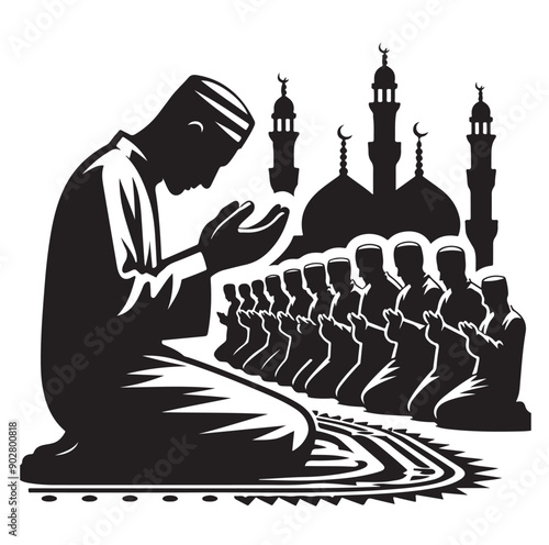Muslim Praying illustration silhouette praying symbol