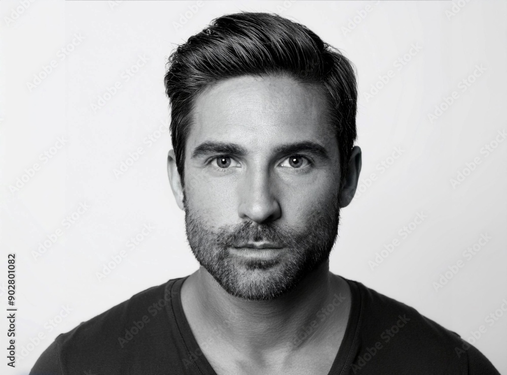Fototapeta premium Male Model Studio Portrait - Black And White