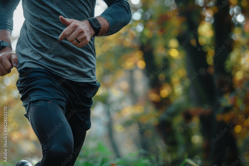 Close up Man Wearing a Fitness Tracker While Running Close up Man Wearing a Fitness Tracker While Running