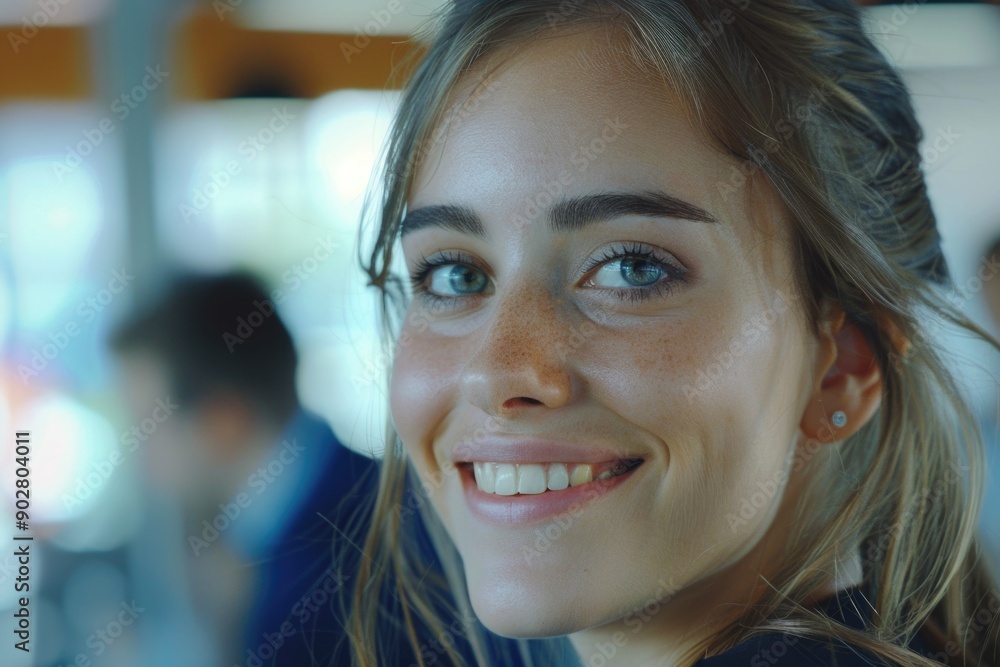 A smiling woman with a pleasant demeanor A smiling woman with a pleasant demeanor