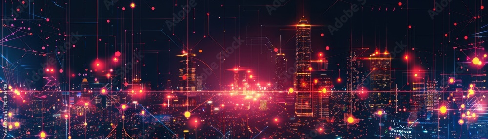 A colorful cityscape with neon lights and a futuristic vibe. The image is a work of art that captures the essence of a bustling urban environment A colorful cityscape with neon lights and a futuristic vibe. The image is a work of art that captures the essence of a bustling urban environment