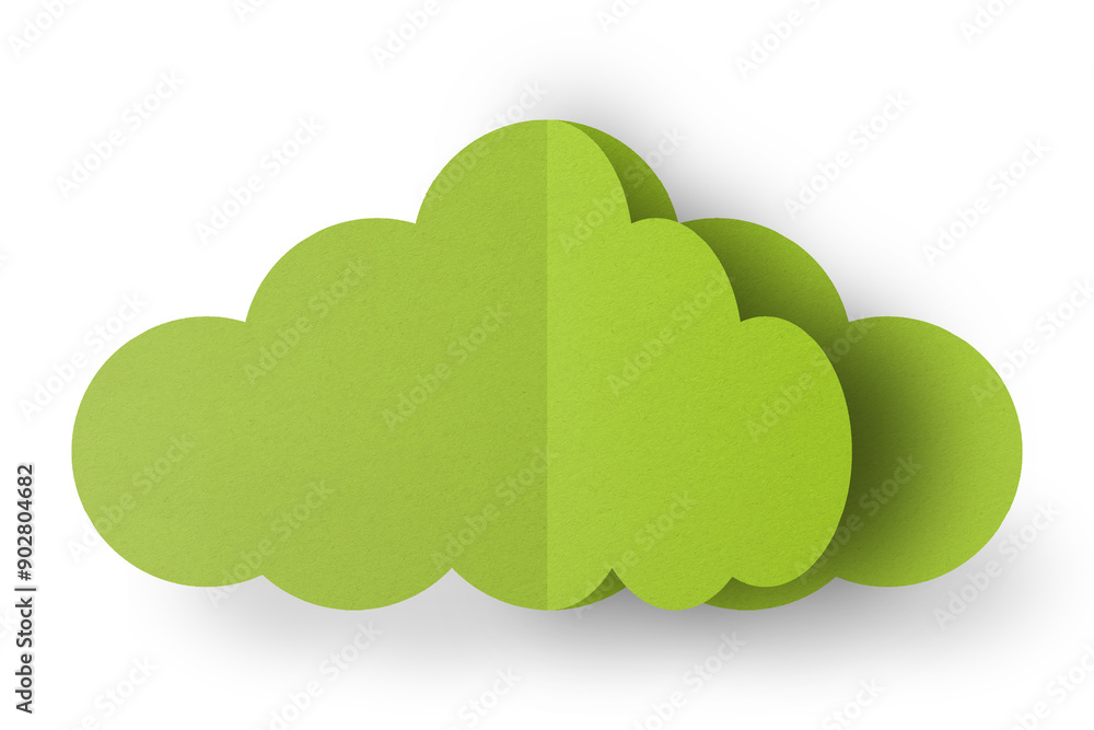 Green paper clouds isolated on transparent background Green paper clouds isolated on transparent background