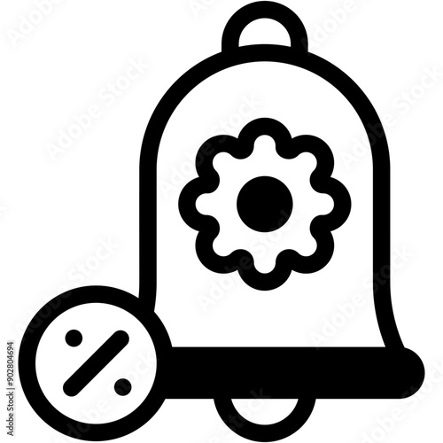 Vector Icon Bell, Commerce And Shopping, Notification, Percentage, Alarm