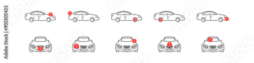 Car maintenance problem icons. Automobile repair vector icon set.